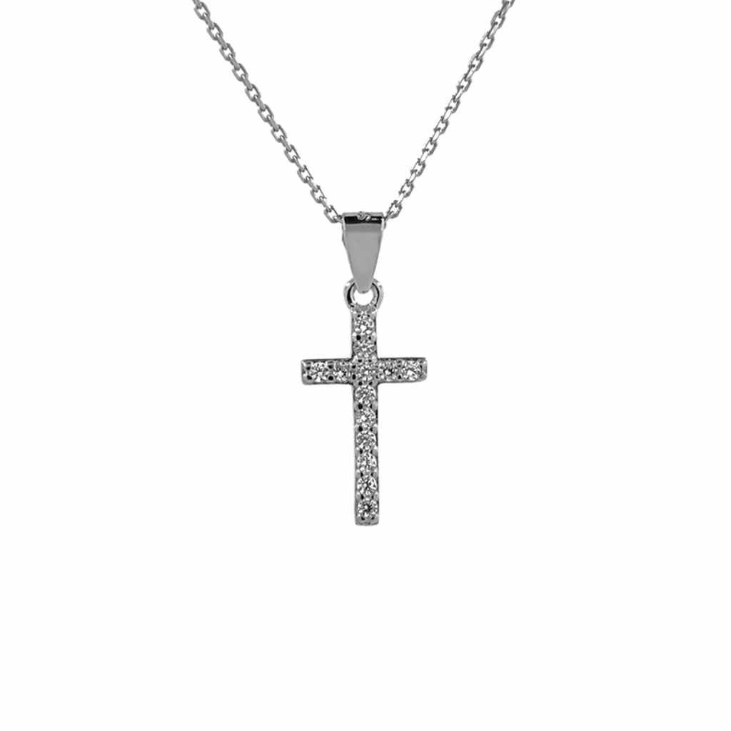 Sterling silver and store diamond cross necklace