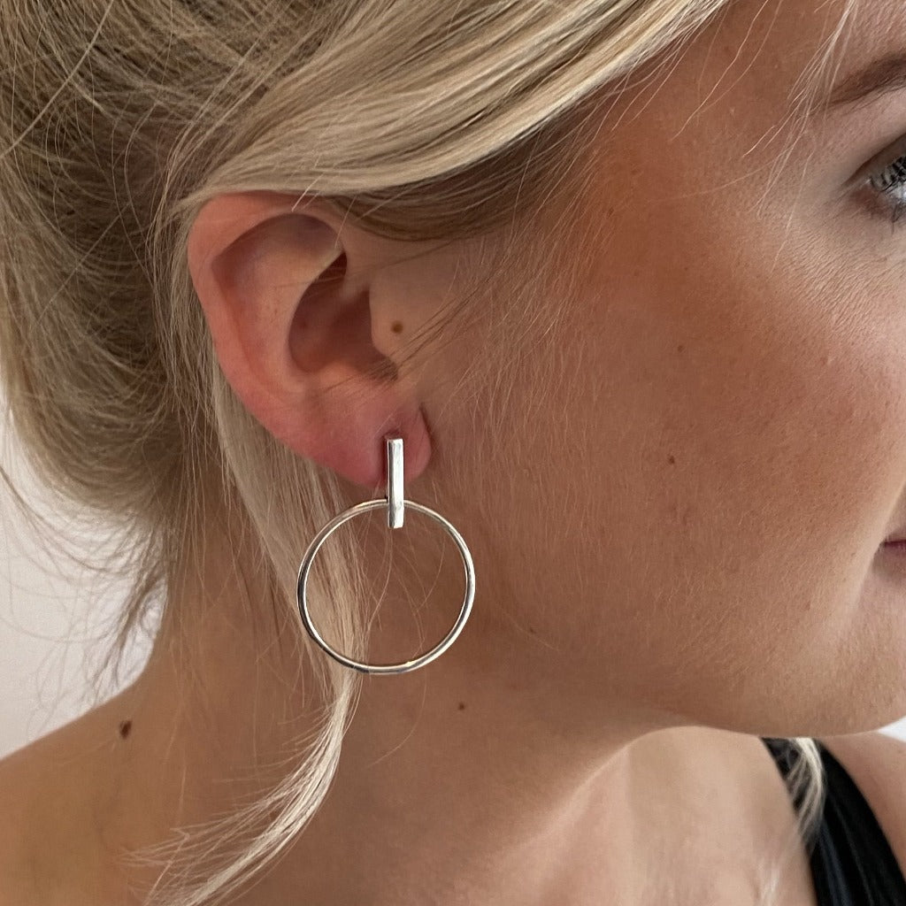 Bar and hot sale circle earrings