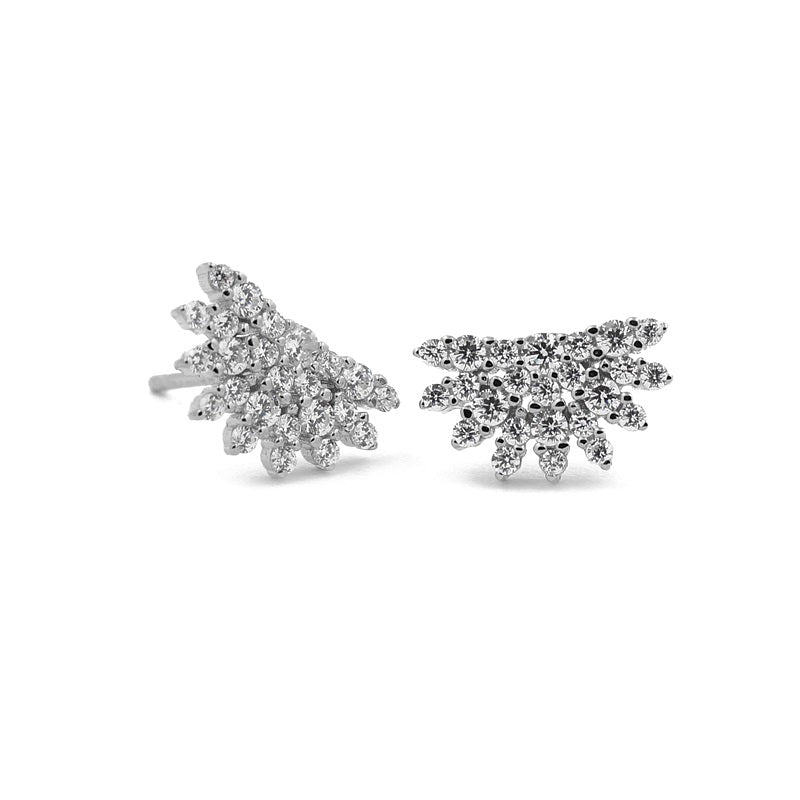 Sterling Silver Half Sun CZ Studs