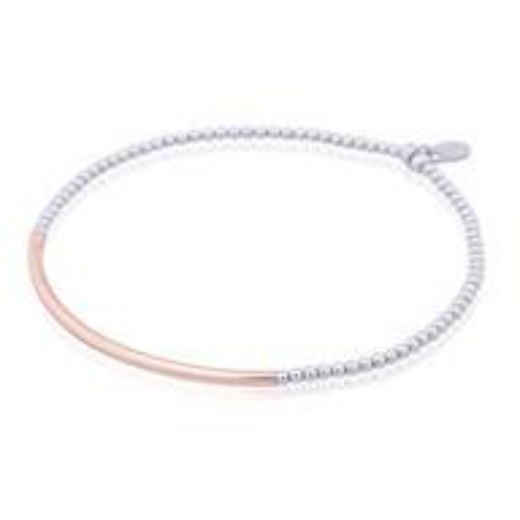 Sterling Silver Rose Gold Bar Stretch Bracelet