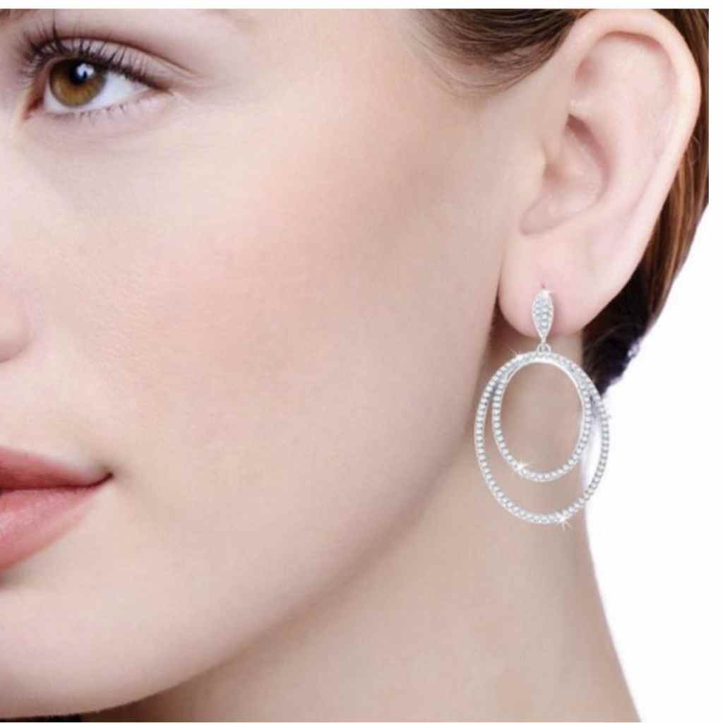 Oval sparkle sales hoop earrings