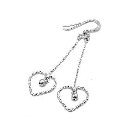 Sterling Silver Heart Drop Earrings