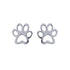 Dog or animal paw stud earrings with high polish finish in sterling silver